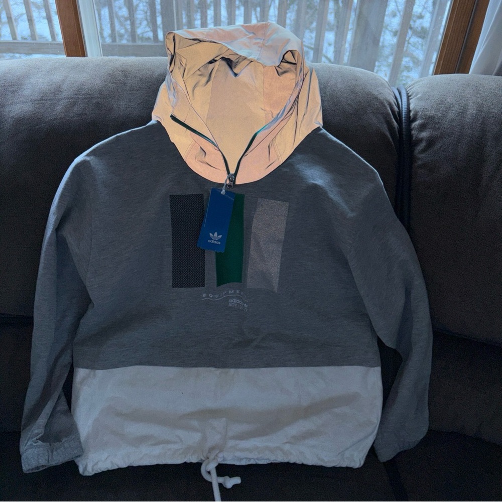 Vintage Adidas EQT Pullover Reflective Windbreaker Hoodie Jacket Medium NWT